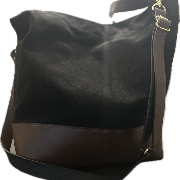 R. Riveter black canvas brown leather tote “Doyle” - Picture 4 of 9